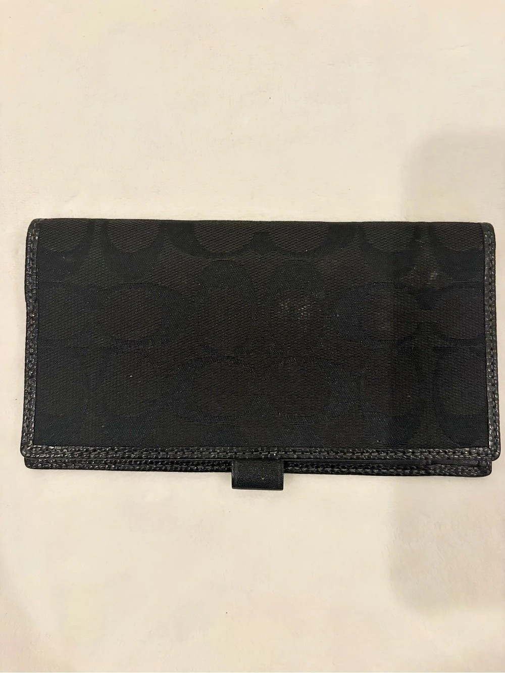 Coach Signature C Monogram Checkbook Wallet Black